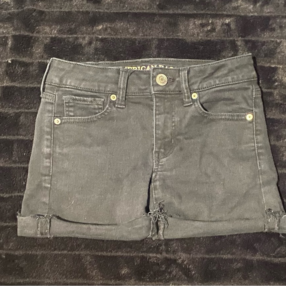American eagle black denim shorts